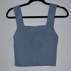 SHEIN Light Blue Ribbed Tank Top